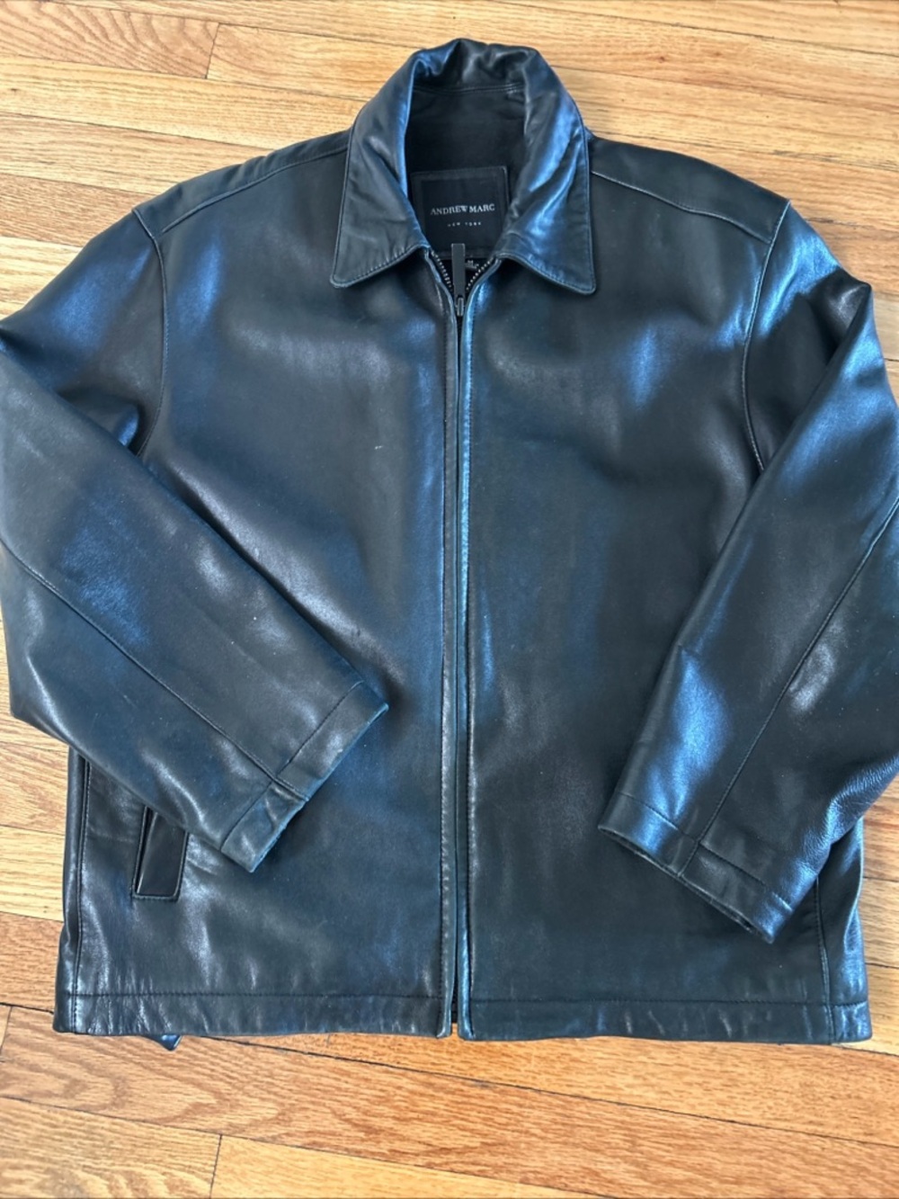 Andrew Marc Black Leather Zip Jacket